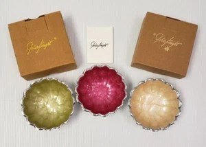 LOT OF 3 Julia Knight Peony 4" Bowls Kiwi (green), Raspberry (red) + Buttercream - Picture 1 of 11