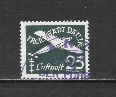 DANZIG SCOTT C44 USED F/VF - 1938 25pf DARK GREEN AIRMAIL ISSUE - Image 1 of 2