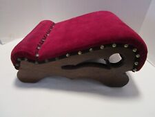 Antique Victorian Sleigh Mahogany Wood Gout Foot Rest Stool velvet fabric & trim
