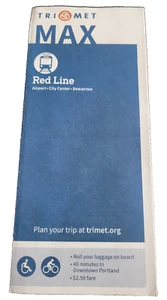 TriMet Tri Met Red Line Airport Portland Oregon Rail System Map 2022 - Picture 1 of 4