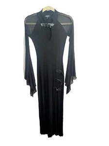 DOLLS KILL WIDOW BEYOND RUIN KEYHOLE BELL SLEEVE MAXI DRESS W HIGH SLIT SIZE XS - Picture 1 of 7