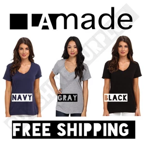 LAmade Women's V Neck Shirt Top Ultra Soft Short Sleeve Casual - NEW - Designer - Picture 1 of 4