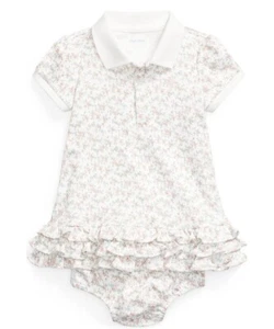 NWT New Ralph Lauren Polo Baby Girls Ruffled Flower Dress & Bloomer Set 12M $35 - Picture 1 of 2