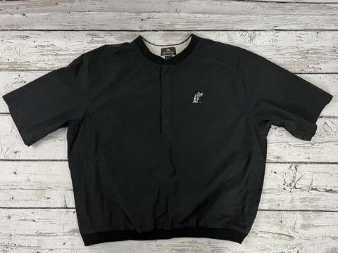 VTG Florida Marlins MLB Antigua Short Sleeve Windbreaker Pullover Sweater Jacket Cover