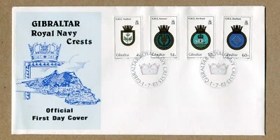 GIBRALTAR, Royal Navy Crests. 1 - 7 - 1983 First Day Cover, FDC - Image 1 of 2