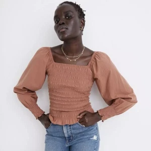 Madewell Lucie Bubble-Sleeve Smocked Top Size XL - Picture 1 of 8