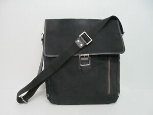 Coach 5720 Black Canvas/Leather Messenger Bag Crossbody Strap