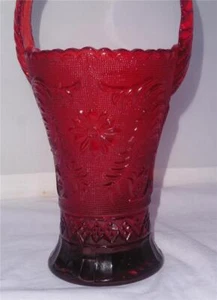Tiara Indiana Glass Ruby Red Sandwich 10" Handled Basket - Picture 1 of 9