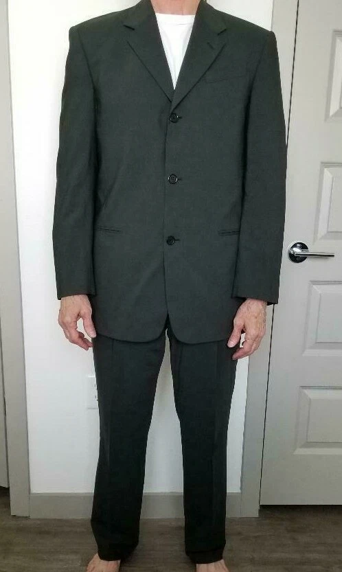 DONNA KARAN Signatute 男式西装尺寸 40/33 上好 100% 羊毛 意大利制造 $975 — 第 1/4 张图片