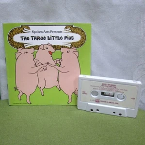 THREE LITTLE PIGS World of Words cassette tape w/ book Julie Harris 1975 kids - Imagen 1 de 2