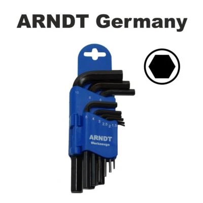 Hex Key Allen Key Set 9 PCS 1.5 -10mm Black CrV Steel ARNDT Germany Clip-110-B - Image 1 of 3