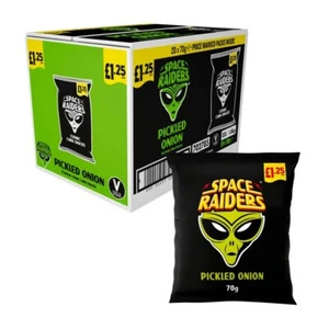 Space Raiders Pickled Onion Crisps – Box of 20 x 70g Bags – £1.25 Price Marked - Picture 1 of 4