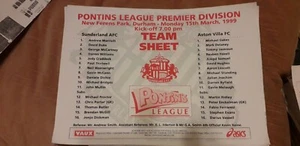 SUNDERLAND RESERVES v ASTON VILLA RESERVES 1998/9 FREEPOST - Picture 1 of 1