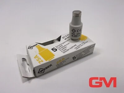 Pack of 5x Weber fuse-links DT II 25A gG 500V fuses inertial fuse contactor - Image 1 of 4
