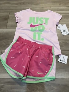 NIKE AUTHENTIC GIRLS ORIGINAL BRAND NEW 2Pc Tee & SHORTS SET Sz 6 NWT MSRP $40 - Picture 1 of 6