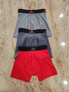New Boy's ADIDAS Set Of 3  Aeroready Gray/Red Stretch Boxer Briefs size S(6-8) - Picture 1 of 2