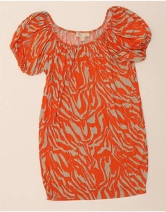 MICHAEL KORS Womens Tent Dress UK 10 Small Orange Animal Print Rayon AS09 - Picture 1 of 3