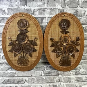 Arte de pared vintage tallado con cáscara de coco 3D floral colgante de pared hecho en Filipinas - Imagen 1 de 7