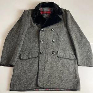 Dunn & Co Vintage Jacke grau zweireihig Wolle Kaschmir Kunstfellkragen L - Bild 1 von 9