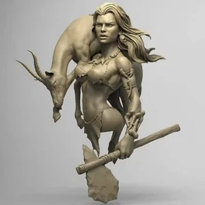 1/10 Scale Resin Bust Stone Age Huntress Woman Unpainted Unassembled Model Kit - Picture 1 of 3