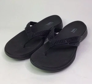 Skechers Arch Fit Radiance Thong Flip Flops Mesmerize Black Size 10 - Picture 1 of 9
