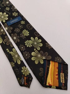 Auténtica corbata de lujo tejida de seda de diseñador Kenzo Homme con patrón floral para hombre - Imagen 1 de 8