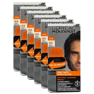 6PK Loreal Hair Colour Care Men Expert One Twist Natural Looking 03 Dark Brown - Picture 1 of 5