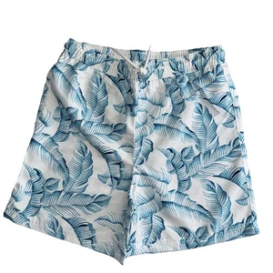Janie And Jack Boys Size 14 Blue White Palm Leaves Swim Trunks JJ 23 New - Picture 1 of 7