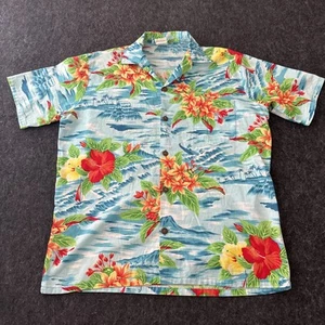 Camicia hawaiana made in USA uomo taglia M vibrante floreale cotone premium vacanze vintage divertente - Foto 1 di 17