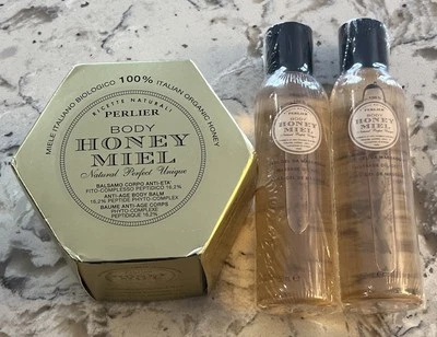 NEW 13.5 oz Perlier Honey Miel Anti-Age Body Balm & 2 Massage Oil Gel Organic - Image 1 of 4