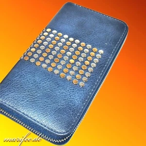 Damen-Geldbörse, gross, mit Metall-Applikationen, Blau oder Rot - Bild 1 von 15