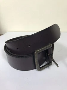American Eagle Outfitters Brown Leather Belt Mens 34 Bronze Colored Buckle READ - Picture 1 of 10