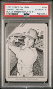 2022 TOPPS GALLERY SHOHEI OHTANI BLACK PRINTING PLATE 1/1 #190 PSA AUTH MVP WBC - Picture 1 of 2