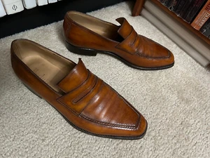 Men 8.5 US Berluti Andy Patine Leather Loafer Shoes 8.5 Brown Genuine Alessandro - Picture 1 of 17
