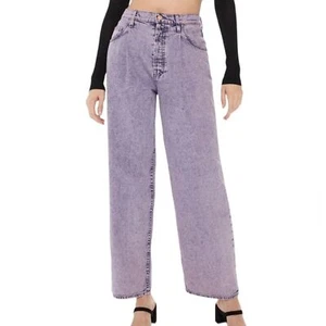 Jeans Madre Snack The Pleated Fun Dip Puddle gamba dritta in argento rosa taglia 27 - Foto 1 di 14