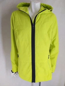 $150 MICHAEL KORS S Jacket Neon Green Windbreaker Rain Hooded Thumbholes Women - Picture 1 of 13