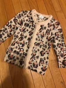 Crewcuts Girls Leopard sequin sweater cardigan 4/5 4t 5 EUC - Picture 1 of 5