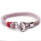 Nautical Rope Wrap Around Comfortable Bracelet Silver Colored Anchor Unisex 8 In