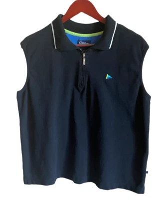 Blusa polo esportiva Catalina feminina sem mangas 1/4 zíper azul marinho tamanho GG - Imagem 1 de 4