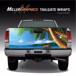 Beach Scene Palm Trees Truck Tailgate Vinyl Graphic Decal Wrap - Picture 1 of 1