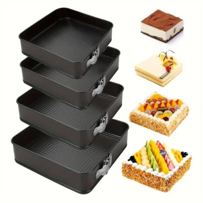 6 SIZESTEEL NON-STICK SPRING FORM SQUARE BAKE CAKE PAN TIN TRAY BAKEWARE SETS - image 1 of 4