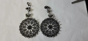 Gas Bijoux Flat Black And Pearl Clip Earrings - Picture 1 of 10