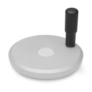 Scheibenhandrad, Alu, m. Griff, Ø140mm, 16mm Bohrung, kunststoffbesch., silber - Bild 1 von 2