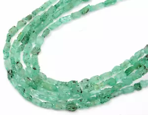 Natürliche smaragdgrüne ungeschnittene Form 8 Zoll Edelstein Perlen 6-7 mm Schmuckherstellung für Geschenke - Bild 1 von 4