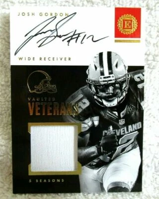 Josh Gordon 2016 Panini Encased GU Patch Auto Card#5/5!Browns/Seahawks/Chiefs WR - Image 1 of 2