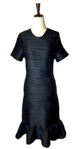 Opening Ceremony Dress Women Medium Black Wavy Stripe Lotus Mini Cocktail Party - Picture 1 of 13