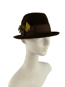 ROYAL STETSON VINTAGE 60's Brown Fur Felt FEDORA Hat Trilby Men's Size 7- 56cm - Picture 1 of 12