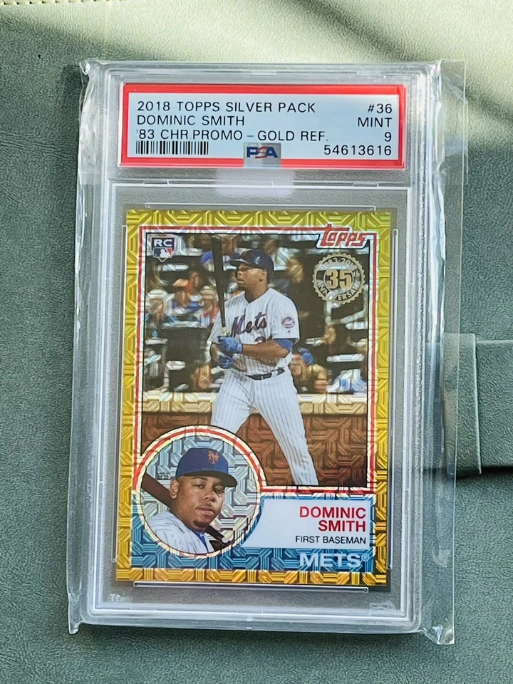 Dominic Smith 2018 Topps Chrome Silver Pack 83’ Gold Ref/50 (RC) #36 PSA 9 POP 2 - Image 1 of 4