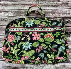 Vera Bradley Quilted Laptop Case Botanica Green Pink Floral Print Size 15" x 12" - Picture 1 of 5