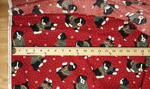 1 YD Cranston BORDER COLLIE Nähen Handarbeit Quilt BAUMWOLLE Stoff Hunde Welpen WEIHNACHTEN - Bild 1 von 8